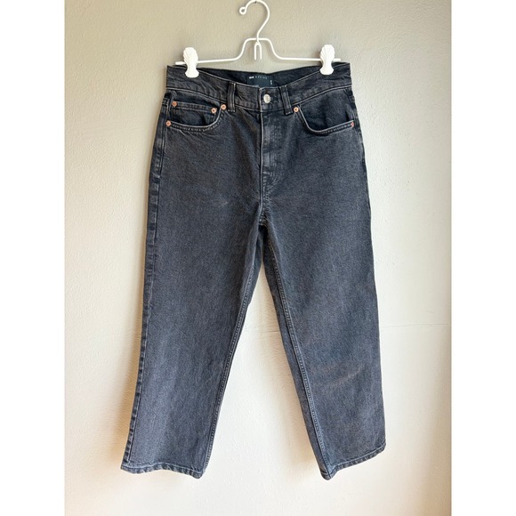 Asos Design Womens Straight Jeans High Rise Stretch Denim Washed Black Size 28‎ - Picture 1 of 3